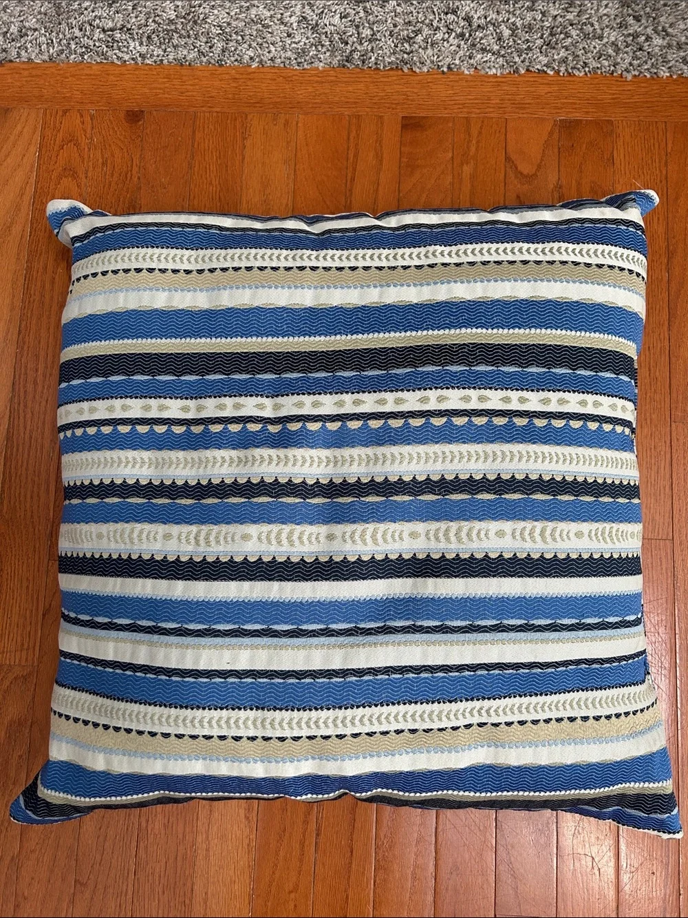 Blue Striped Decorative Pillow